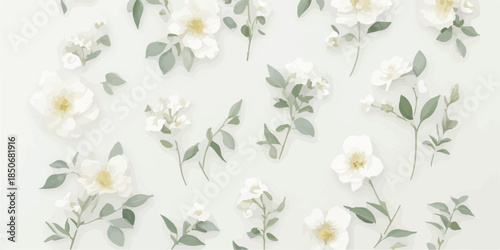 Minimal Watercolor Floral Clipart Set with Soft Neutral Colors