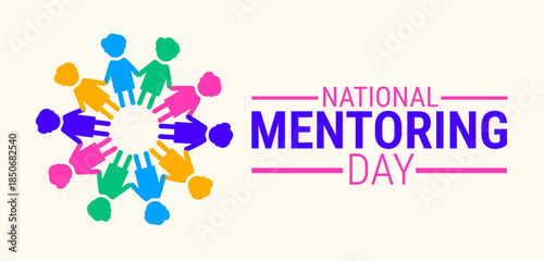 International mentoring day background, banner, card or poster design template is observed every year during January, to raise awareness about the mission. Vector illustration.