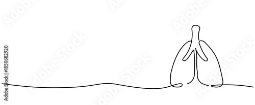 hand drawn person pair of human lungs isolated Vector illustration clipart symbol sign, One continuous line art drawing for Poster, banner background, outline copyspace empty blank space minimal icon