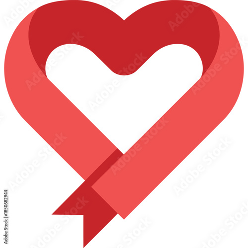 Vibrant Red Heart Shaped Ribbon for Valentine s Day, Health Campaigns, and Expressions of Affection