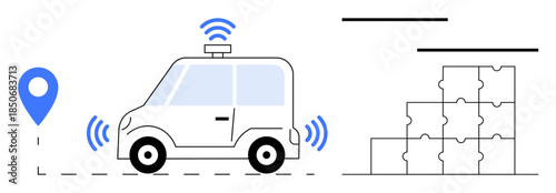 Autonomous delivery. Autonomous technology enables delivery vehicles with GPS tracking for efficiency. Autonomous systems optimize package logistics and streamline modern delivery operations