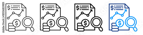 Financial Review Icon Different Style Outline Collection Set.