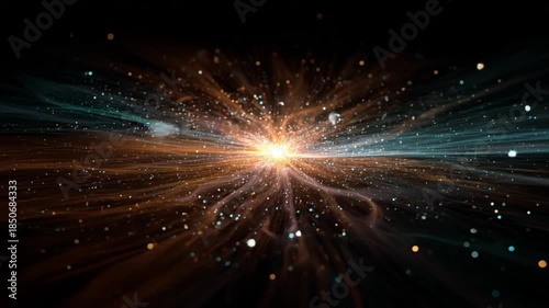 Abstract Cosmic Explosion with Golden Light Particles