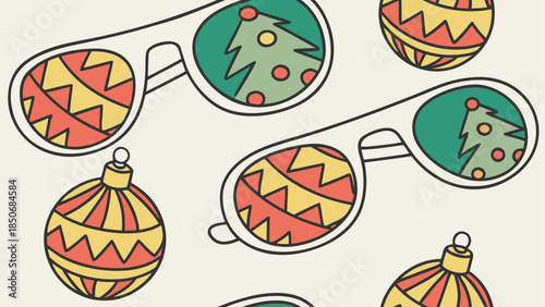 Colorful holiday baubles and sunglasses