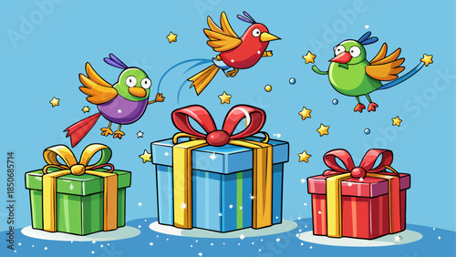 Birds delivering gifts