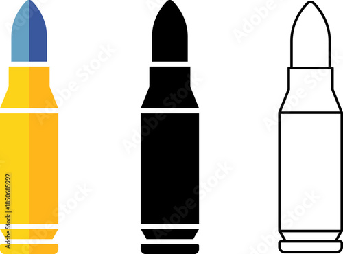 Three bullet illustrations in different styles and color schemes presented