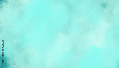 Teal Watercolor Cloud Background. Pastel Turquoise Cloudy Abstract Background