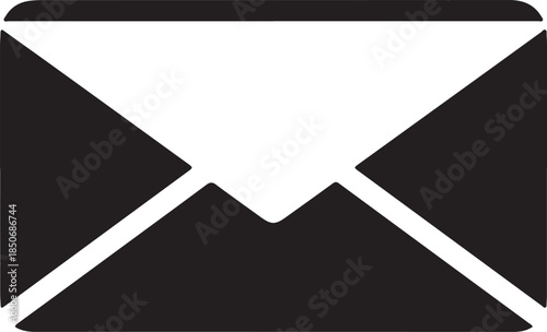 Closed black envelope icon representing a sent message, email, or postal correspondence , Generative Ai