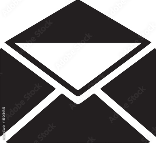 Open black envelope icon symbolizing communication, message delivery, and correspondence , Generative Ai