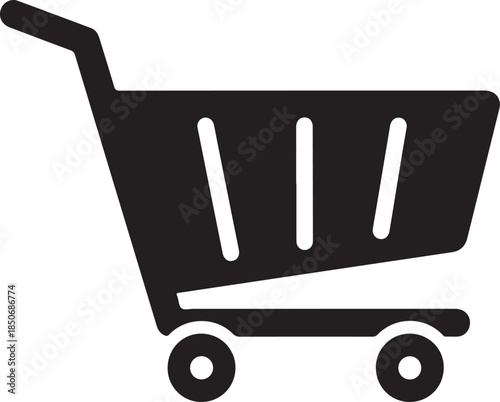 Simple black shopping cart icon signifying online purchasing and consumerism , Generative Ai