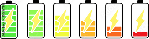 Battery level indicators showing varying states of charge from full to empty
