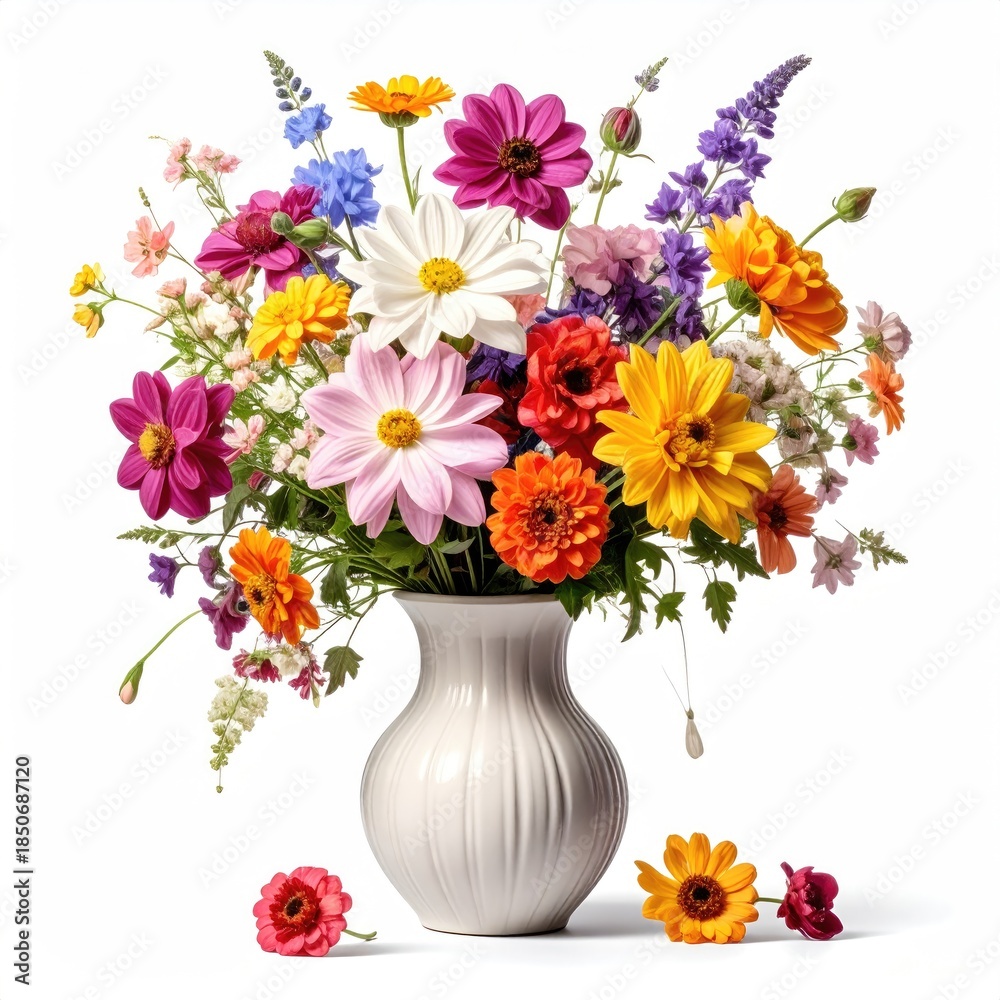 custom made wallpaper toronto digitalVibrant bouquet of colorful flowers in a white vase