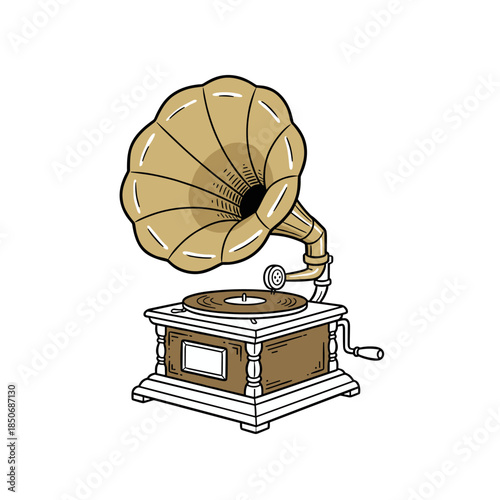 Vintage Gramophone Cartoon Illustration for Kids