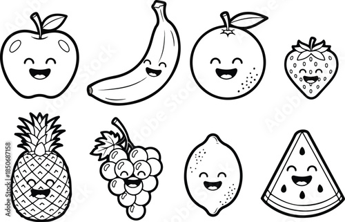 Smiling fruits illustration