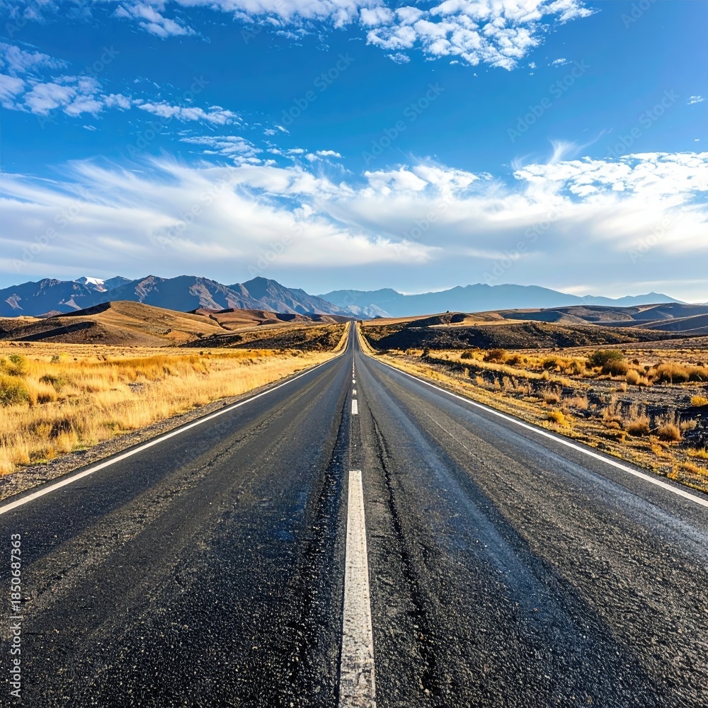 custom made wallpaper toronto digitalEmpty highway stretches into a vast landscape under a vibrant blue sky