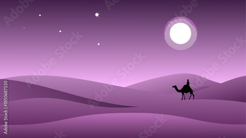 Journey under the moonlit desert