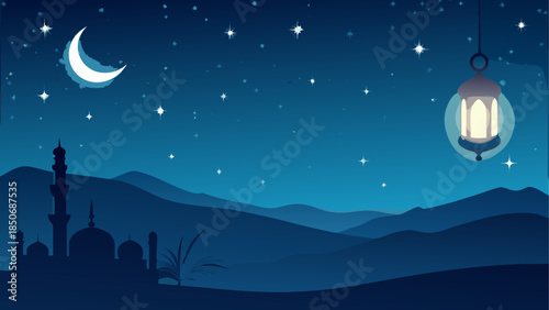 Nighttime mosque landscape