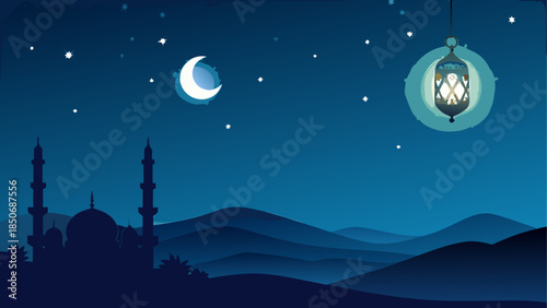 Night sky over mosque
