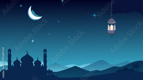 Night sky over mosque