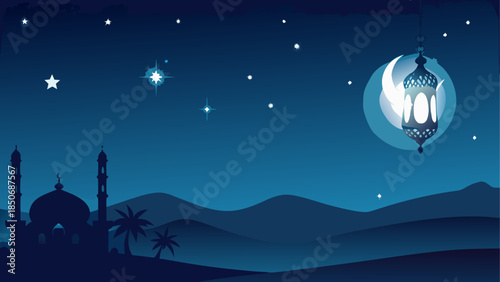 Night sky over mosque