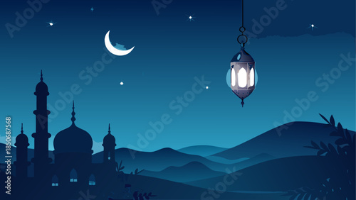 Night sky over mosque