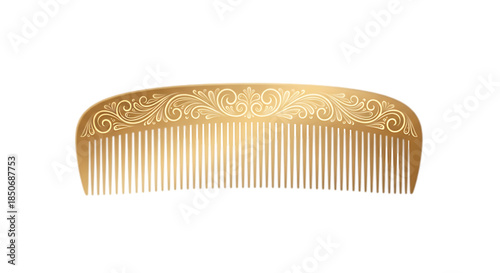 Luxury Gold Decorative Comb with Intricate Floral Patterns and Vintage Victorian Style Design