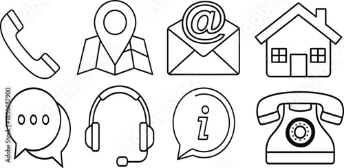 Collection of customer service icons and communication symbols