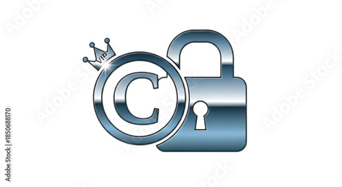 Premium Intellectual Property Protection and Royal Copyright Security Concept with Crown and Padlock Icon