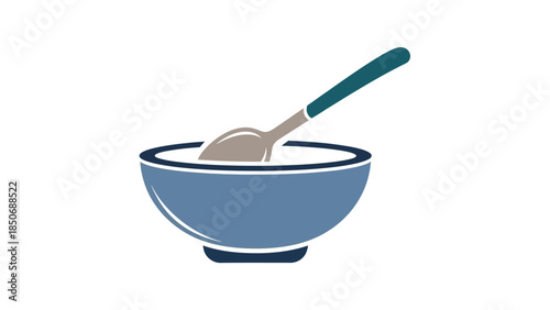 A close-up of a bowl of cereal with a spoon, symbolizing a healthy breakfast and morning meal