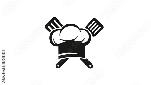 Chef's hat and crossed spatulas symbolizing culinary excellence and professional cooking