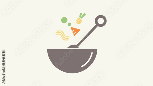 A conceptual illustration of ingredients being mixed in a bowl, symbolizing healthy eating and culinary preparation