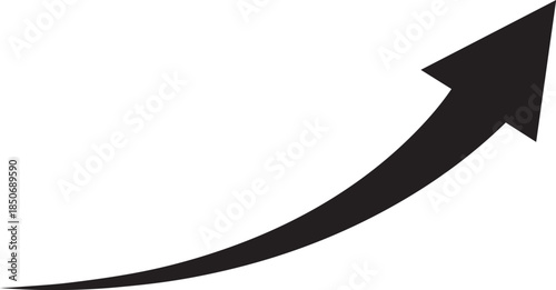 A black arrow pointing upwards in a curved motion