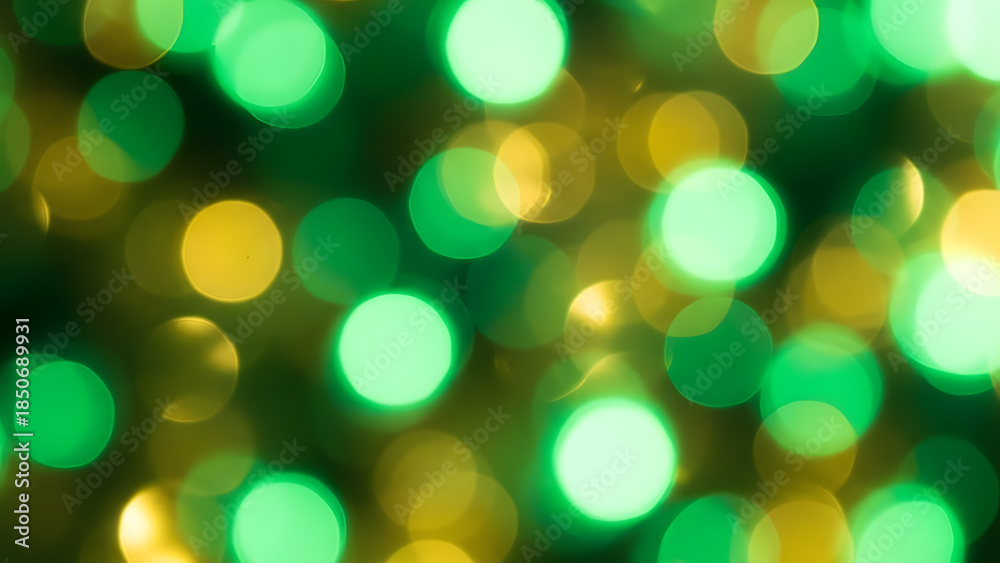 Fototapeta premium Abstract green and yellow bokeh lights background with soft focus effect