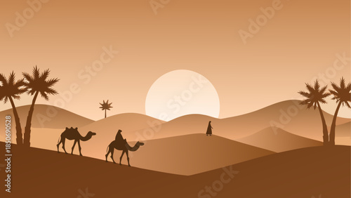 Silhouettes in the desert sunset