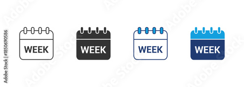Week Icon Set Multiple Style Collection