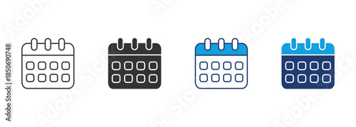 Calendar Icon Set Multiple Style Collection