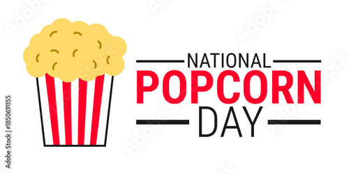 National Popcorn Day background, banner, card or poster design template is observed every year during January, to raise awareness about the mission. Vector illustration.