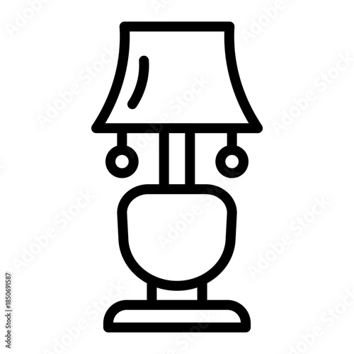 0Hotel Lamp Vector Line Icon Design