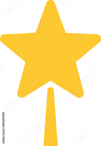 Simple yellow star on a stick, representing a magic wand or tree topper