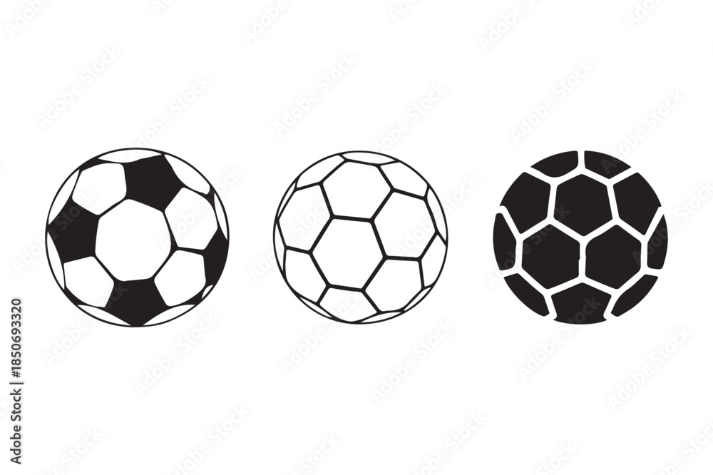 Fototapeta premium Soccer ball icon. Football game ball icons vector illustration on white background