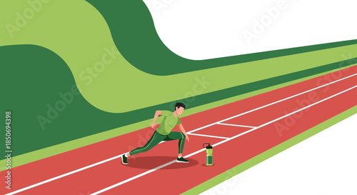 Athlete stretches before a race, embodying the discipline of physical fitness and healthy