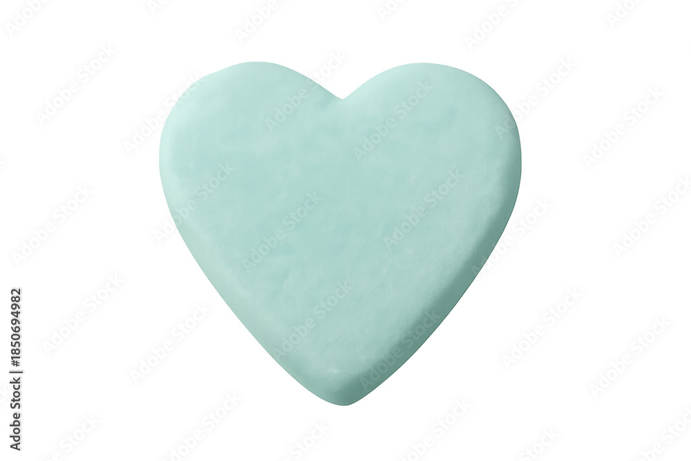 Obraz premium Mint green clay heart symbol on transparent background