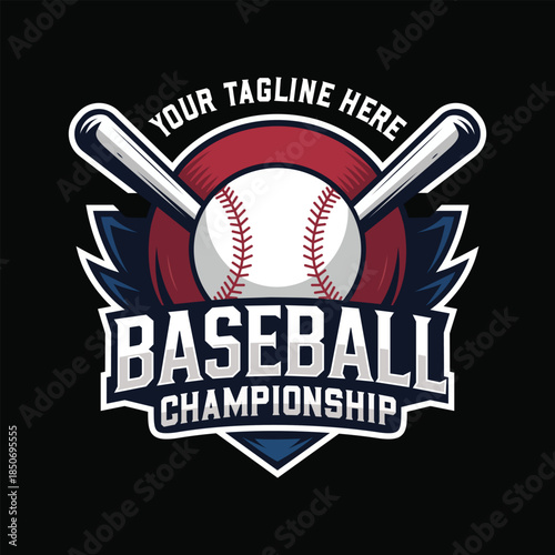 Baseball Championship Logo Design with Bat and Ball