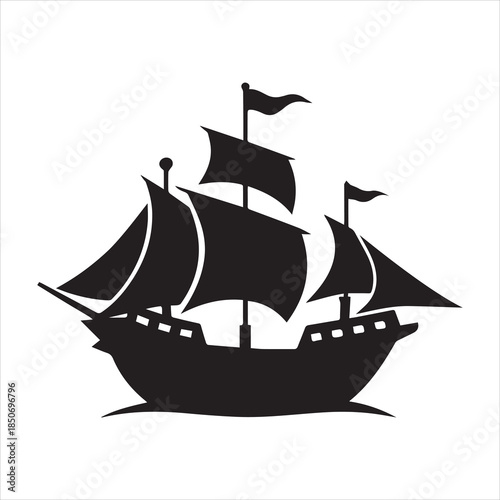 pirate ship design silhouette vector illustration