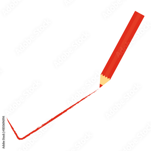 チェックマークを描く赤えんぴつのイラスト