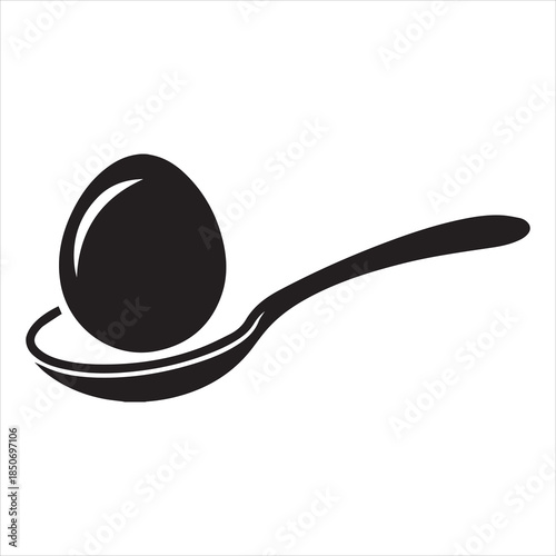 Egg In Spoon Silhouette Vector Illustration
