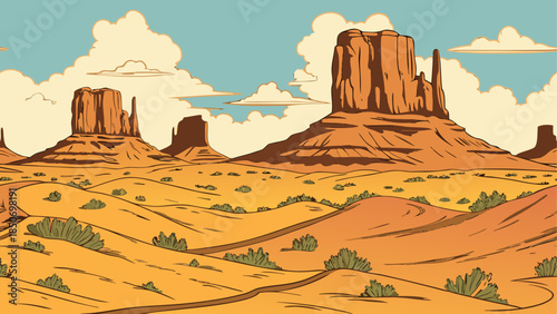 Desert landscape with rock formations