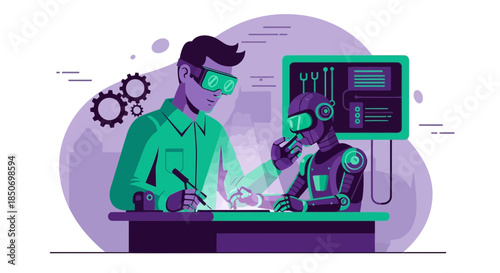 Human and Robot Collaboration in Technology Development and Design Illustration