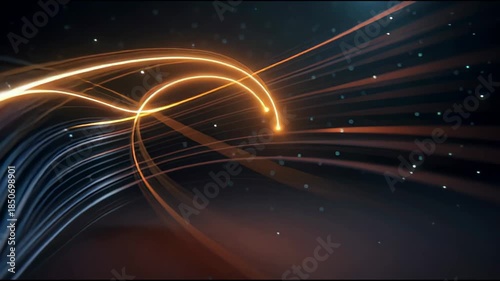 Cinematic swirl transition with abstract light ribbons creates dynamic motion effect