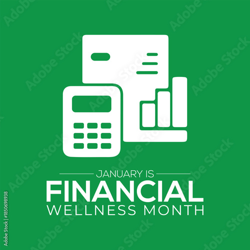 January is Financial Wellness Month! Highlight it with creative icons of people, piggy banks, and money-in-hand. Perfect for digital ads, posters, banner, brochures, and event invitations.
